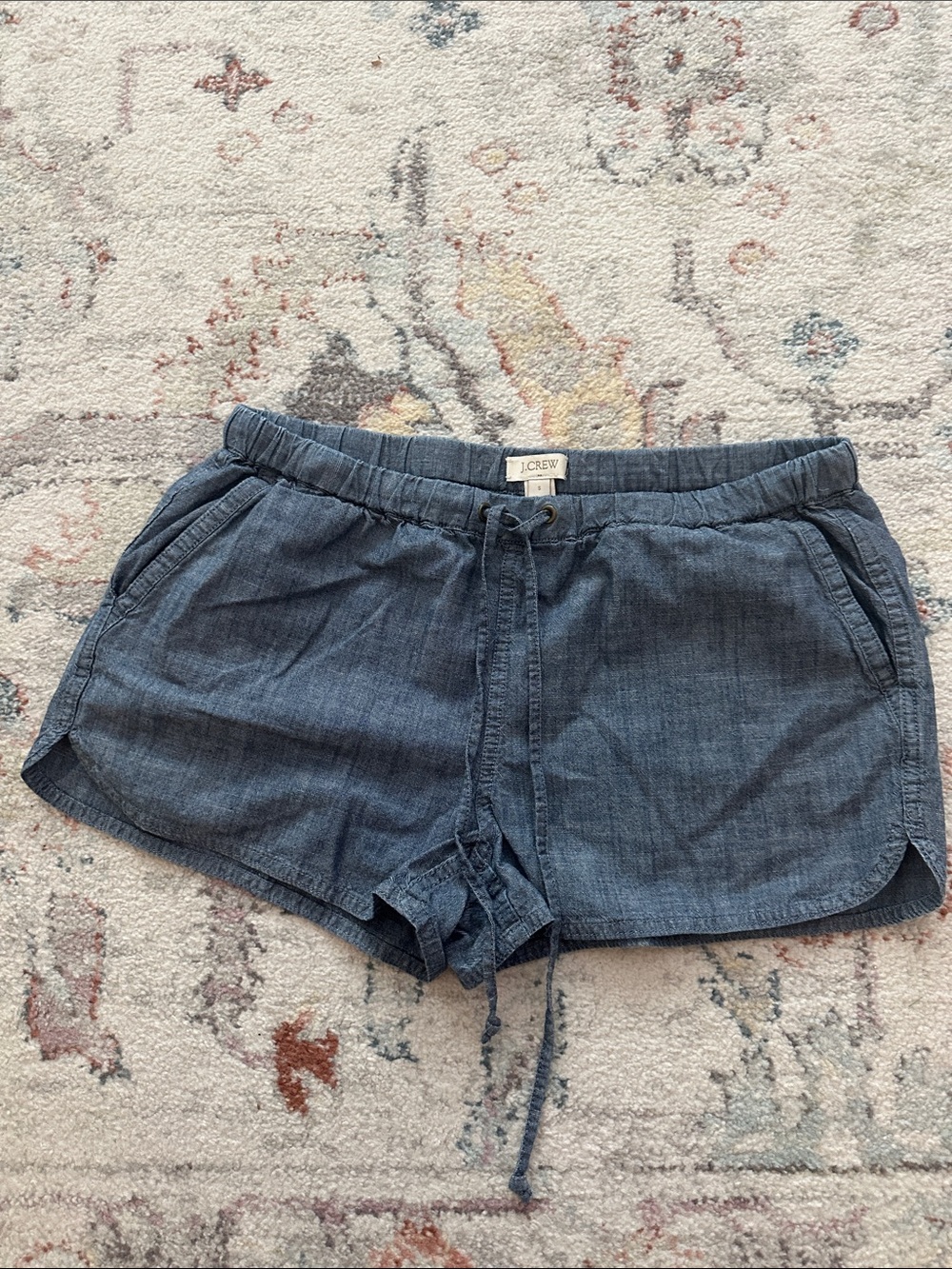 J. Crew Chambray Drawstring Shorts - Blue